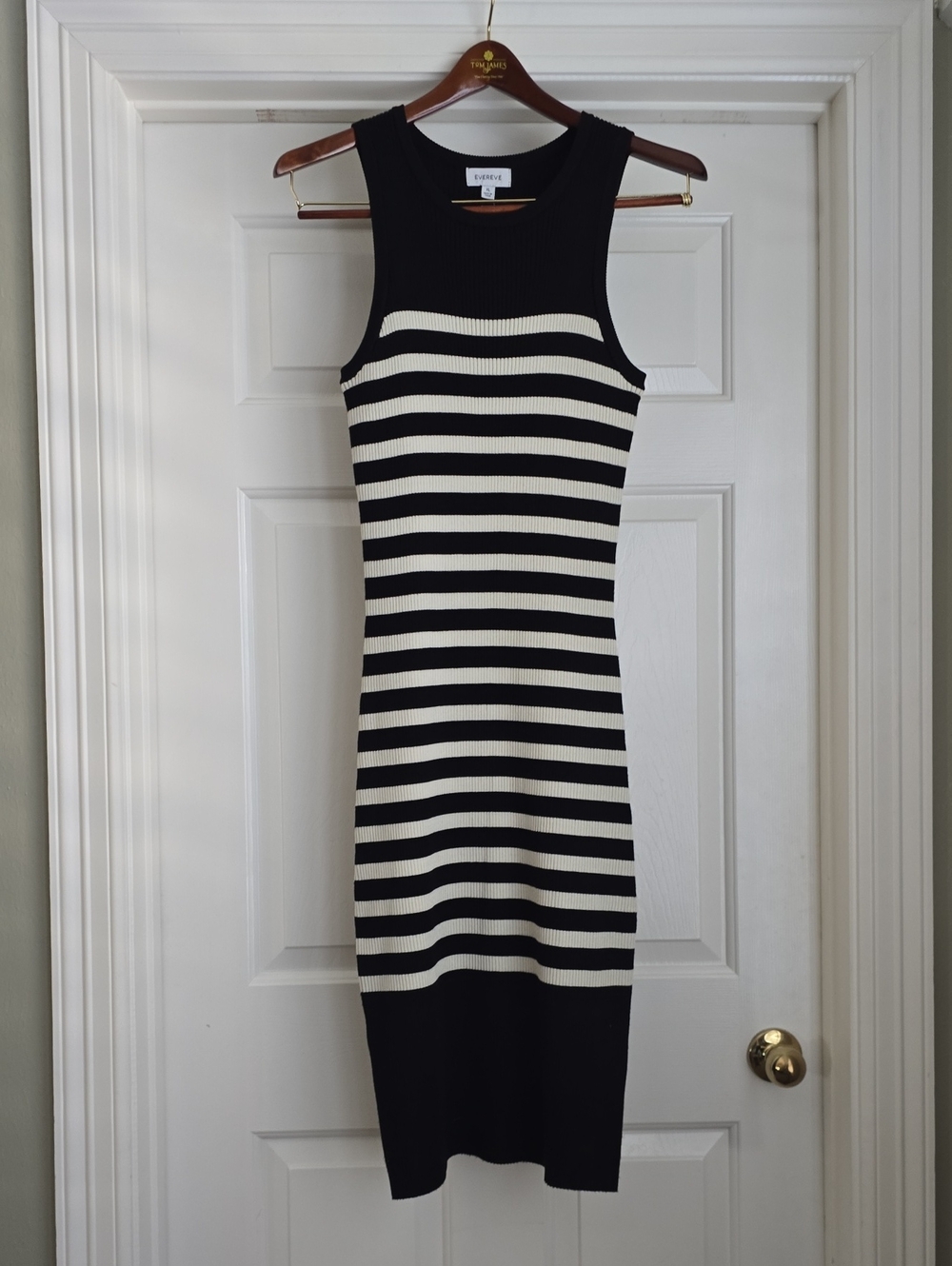 Erdem Black & White Striped Knit Midi Dress